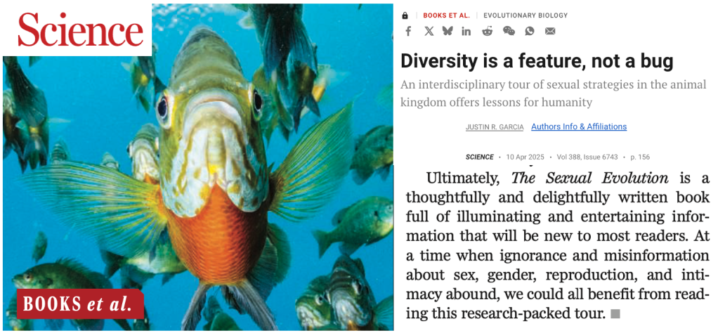 The Sexual Evolution reviewed in “Science.” West Coast  Events next&nbsp;week